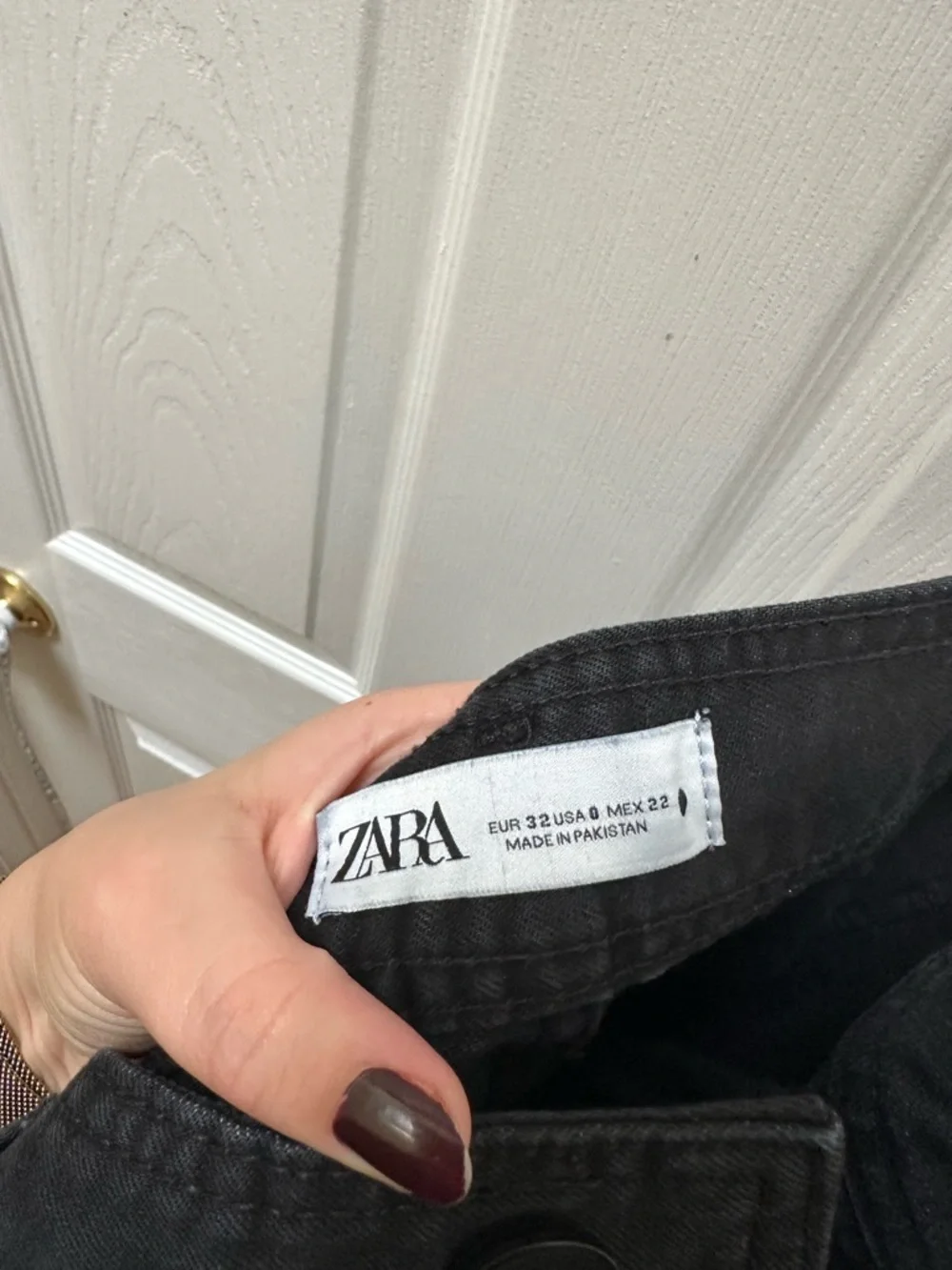 Zara Black Marine Straight Denim Jeans 0 wide leg high rise